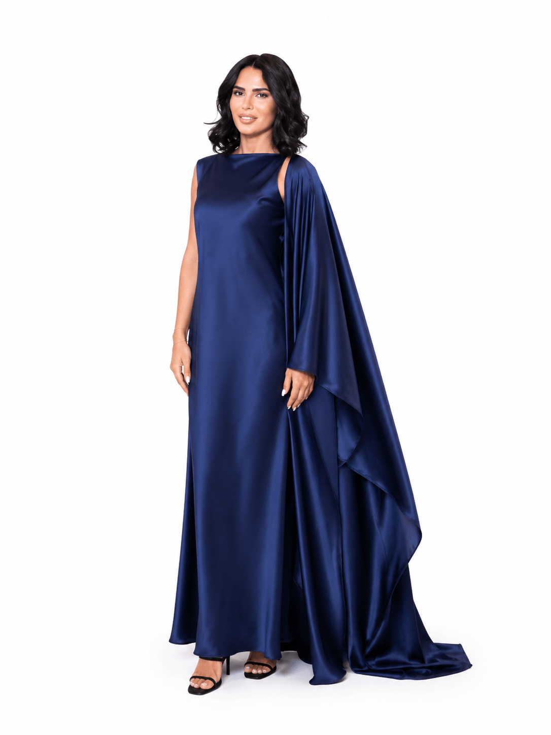 SILKY CAPE MAXI DRESS